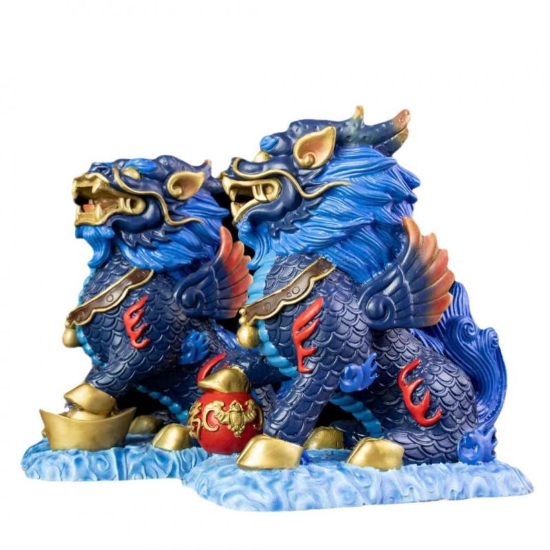 Color Copper Figurines Pair Pure Brass Wealth Kirin TV Cabinet New Year Decorations Home Living Room Decoration Opening Ce