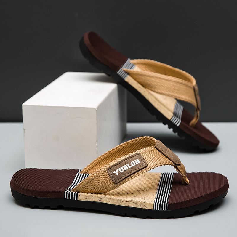 

2025 new slippers Korean version trendy beach flip-flops outdoor cool slippers Vietnamese slippers slippers 45 коричневый