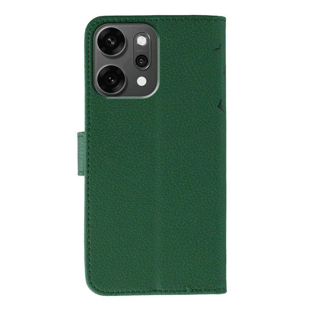 For Oppo Reno14 Pro 5G (Global) Case Feather Imprint PU Leather Wallet Phone Cover