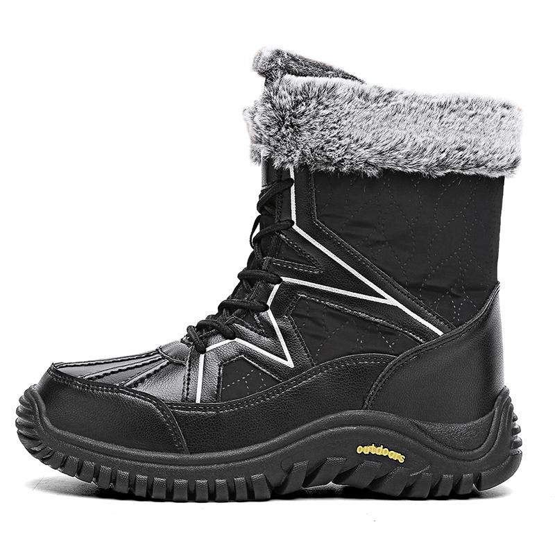 35-42 Winter High Gang tykk ull, vanntett, vanntett og anti-skli snøstøvler for kvinner