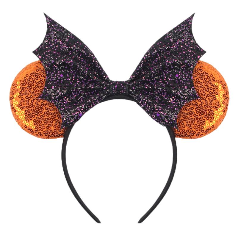 Halloween Mouse Ears Headband Sequins Bow Hairband For Women Featival Party DIY Hair Accessories Boutique