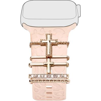 5pcs Rhinestone Watchband Ring Loops Nails Studs, Cute Metal Watch Strap Charms Decorations Compatible With IWatch Series Watchb