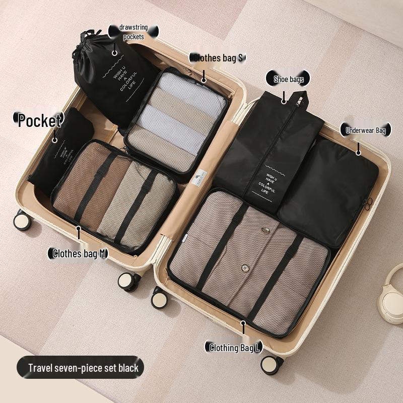 Four-Piece Travel Compression Bag Set for Clothes, Underwear, Toiletries, and Cosmetics