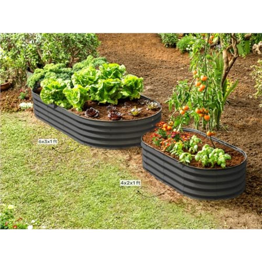 Galvanized Raised Garden Beds Outdoor 6×3×1 ft 2-Pack Planter for Gardening Vegetables Flowers Large Metal Garden Box Patented
