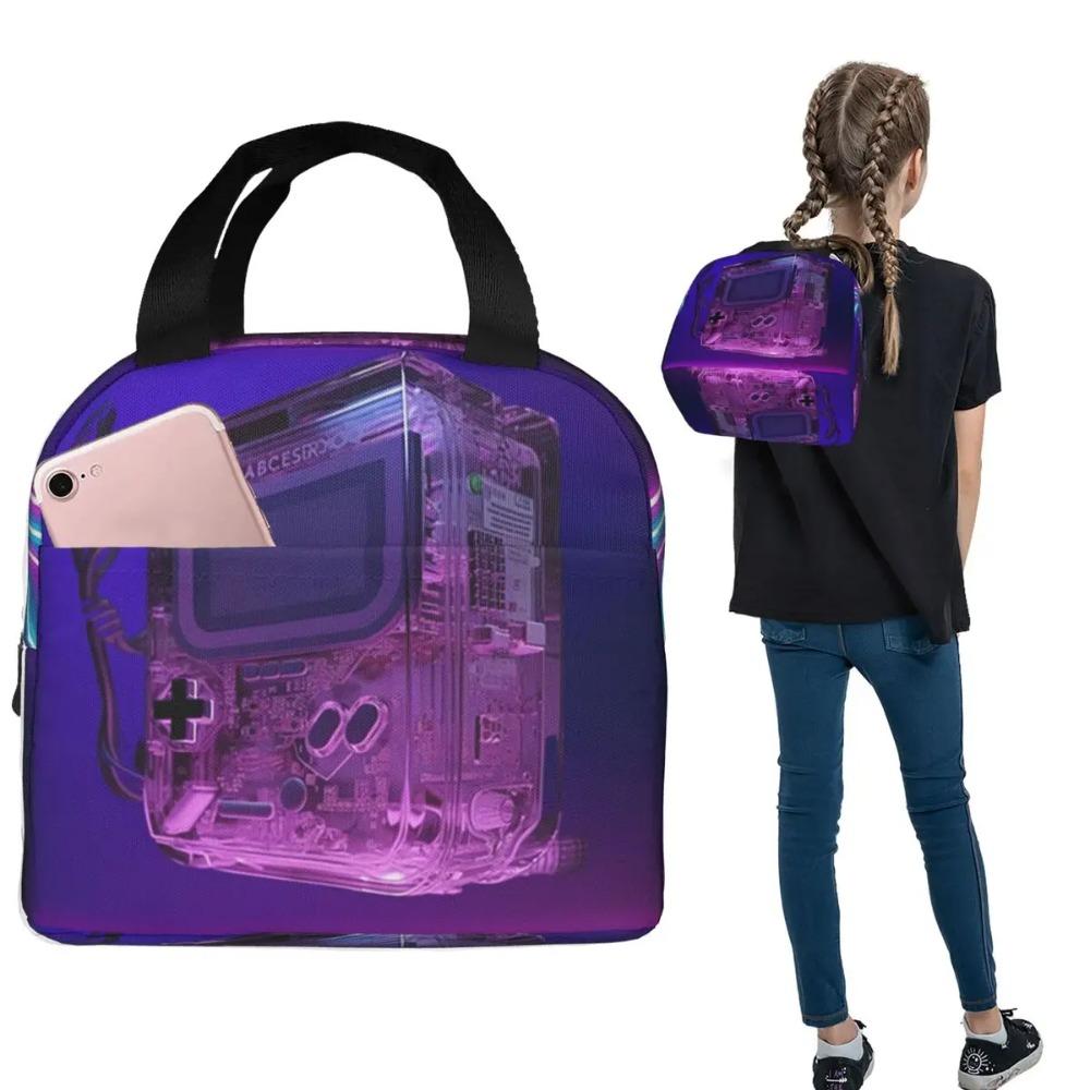 Fluorescenční Neonová Herní Konzole Izolovaná Svačinová Taška pro Ženy Děti Přenosné Boxy na Jídlo Termoska na Oběd Taška