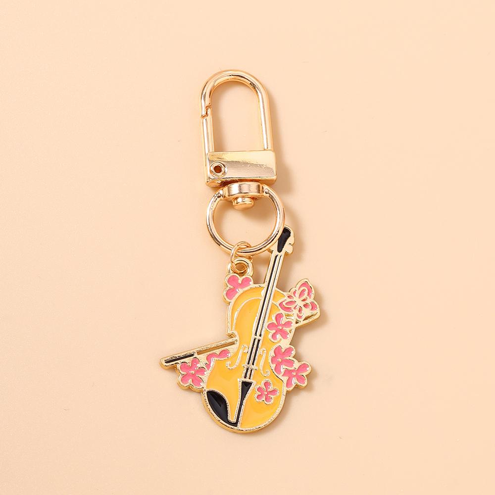 

Cute Enamel Music Instrument Key Chain Guitar Violin Key Ring Pendants for Women Girls Handbag Decor DIY Handmade Jewelry Gift