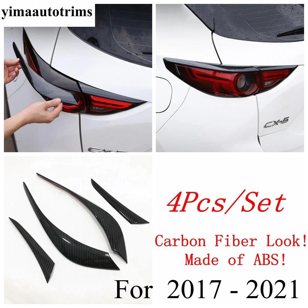 Front Head Light Eyebrow Strip / Rear Lamp Eyelid Decoration Cover Trim Carbon Fiber Accessories For Mazda CX-5 CX5 2017 -