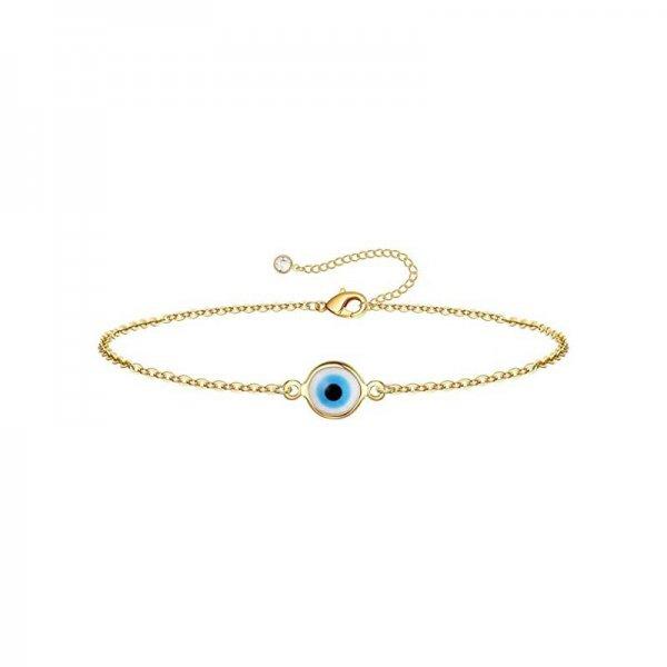 Handmade Stainless Steel Turkish Evil Eye Gold Color Bracelet Chain For Women Men Good Luck Fashion Jewelry Party Gift