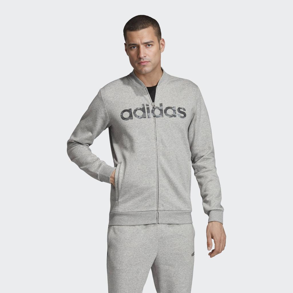 Adidas Alphabet Logo Print Zip-Up Fleece-Lined Thick Sports Jacket Men Jackets Grey EI9742