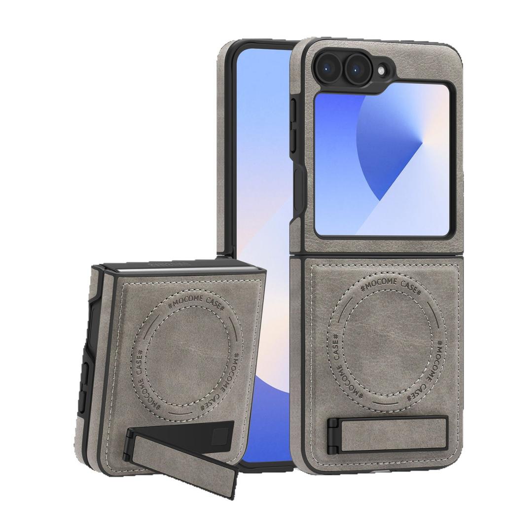 Suitable for Samsung ZFLIP6 Mobile Phone Case Business Folding Leather Case Magnetic Suction Bracket Crystal Shield ZFOLD5 Protective Case
