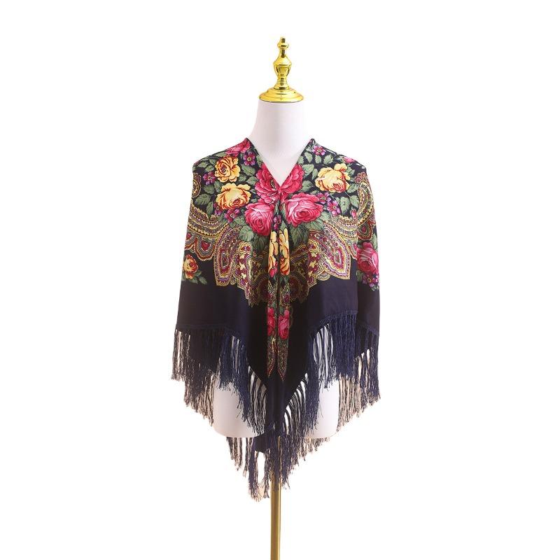 110 Schal Retro Klassisch Quadratischer Schal Warm und Schön Mehrfarbiger Schal