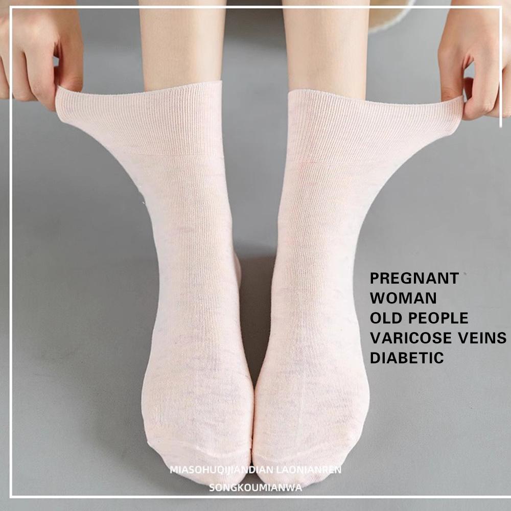 5 Pairs Diabetic Non Binding Socks For Women Pregnant Woman Elderly Long Socks Comfortable Breathable Black White Socks Women