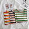 Summer Women's Colorful stripes Casual loose Short Sleeve Female T-shirt y2k Tops Tees Women 90s T-shirts harajuku women t shirt