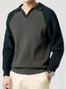 Men's Fashionable Turn-Down Collar Knit Sweater - Casual, Versatile Long-Sleeve Top