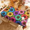 2D Flat 1pc Tablecloth, Colorful Sunflower Floral Pattern Tablecloth, Suitable for Kitchen Table Setting, Restaurant Decoration, Picnic and Camping Sc