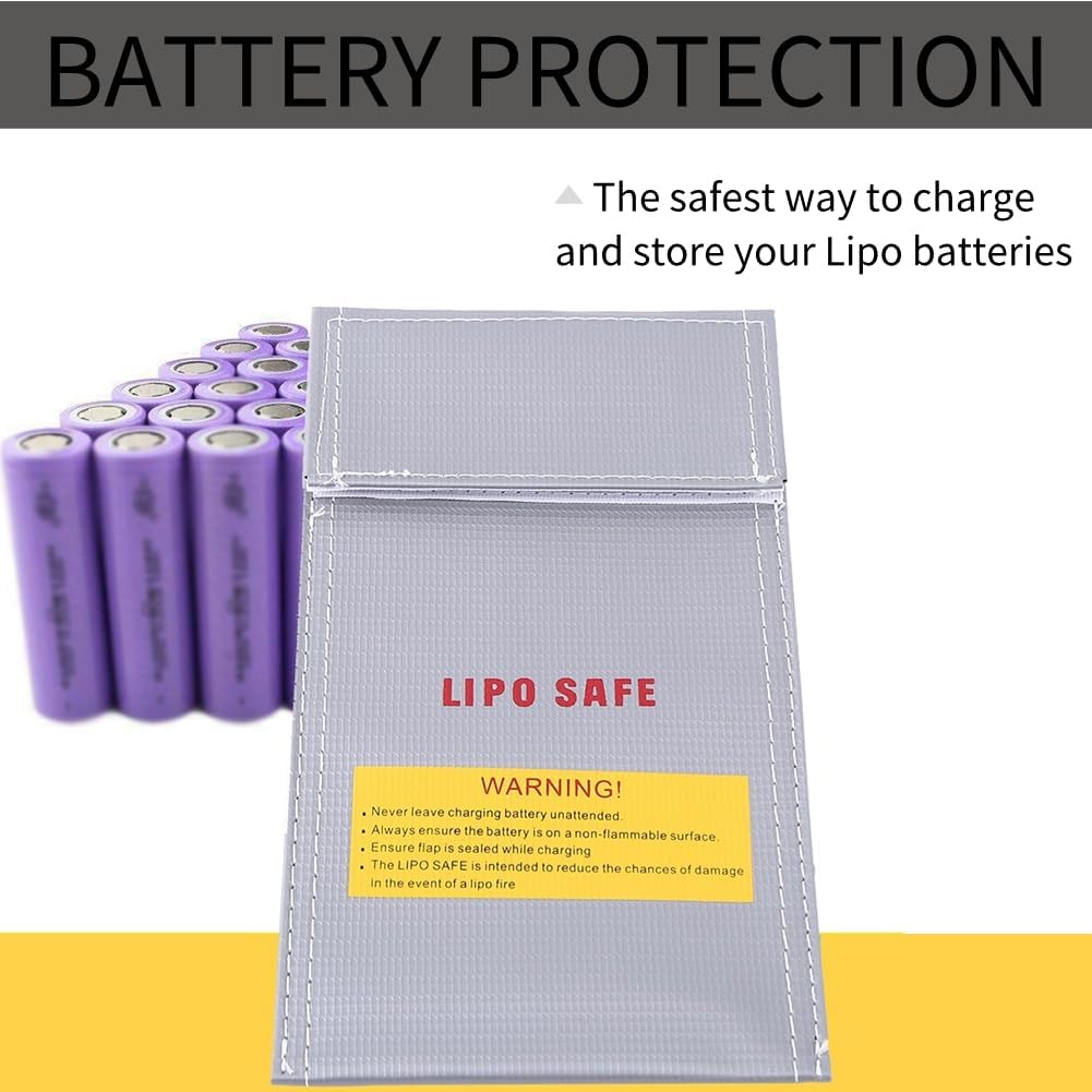 RC Battery Safety Bag – Fireproof and Explosion-Proof Lipo Charging Sack – Protective Storage Pouch 100x200mm