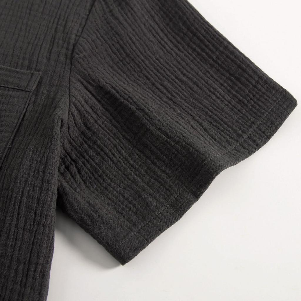 SISOFTLY Short Sleeve Length Front Top and Bottom Solid Cool and Perfect for Baby and Gifts Women's Pajamas, Double-Layered Gauze, 3/4 Pants, Opening,