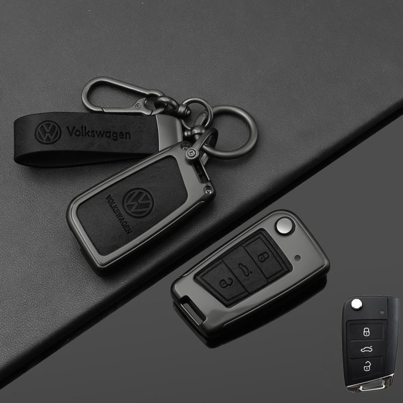 Dla VOLKSWAGEN VW Etui na Kluczyk Samochodowy Pokrowiec Ochronny Obudowa dla VW Volkswagen Golf 7 MK7 Tiguan MK2 T-roc T-cross Brelok do Kluczy Samochodowych
