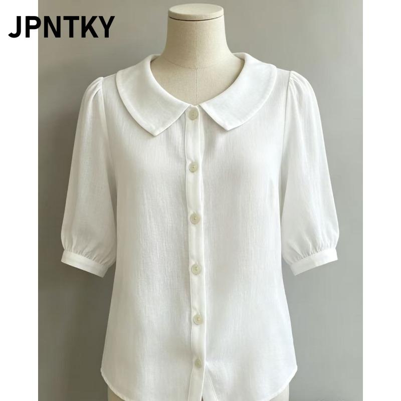 JPNTKY Women's Fashion Casual Short Sleeve POLO Neck Blouses & Shirts