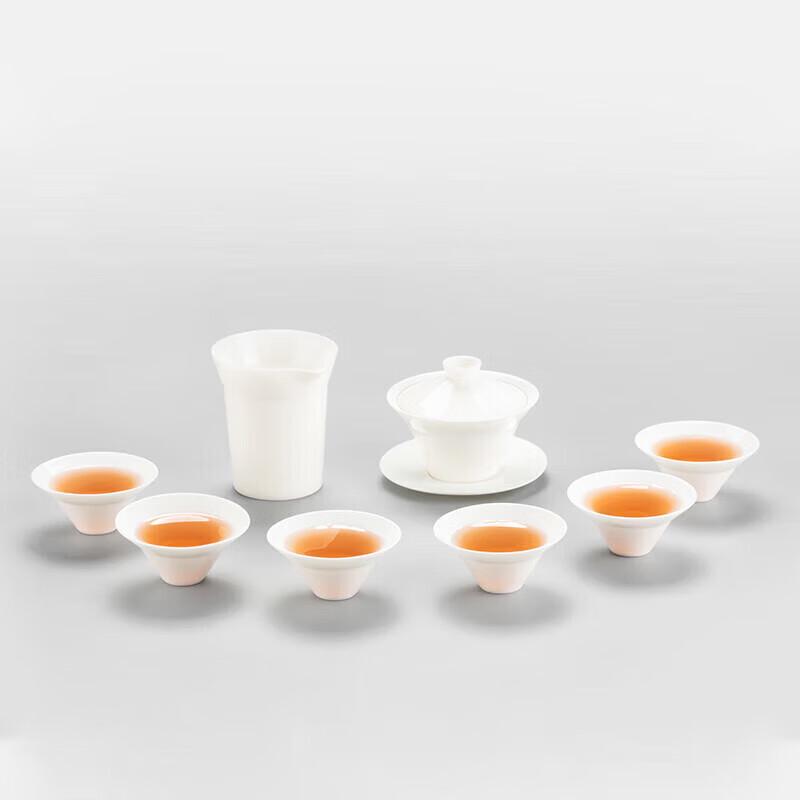 Mingzhan MZ8010 Suet Jade Porcelain 8-Piece Tea Set