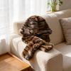 Faux Mink Fur Faux Fur Hat Thick Warm Mink Fur Bucket Cap Leopard Print Scarf  Women Ladies