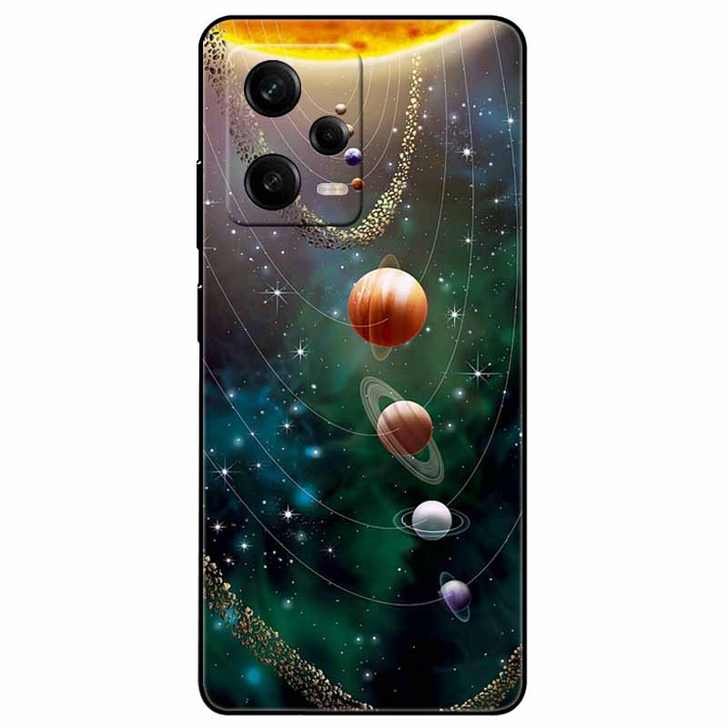 For Redmi Note 12 Pro 5G Case Note12 Covers TPU Black Silicone Starry Cover for Xiaomi Redmi Note 12 Pro+ 5G Plus Cartoon Soft