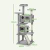 138cm Cat Tree, Multi-Level Cat Tower with Scratching Posts and Pad, Bed, Condos, Platforms, Toy Balls, Light Grey