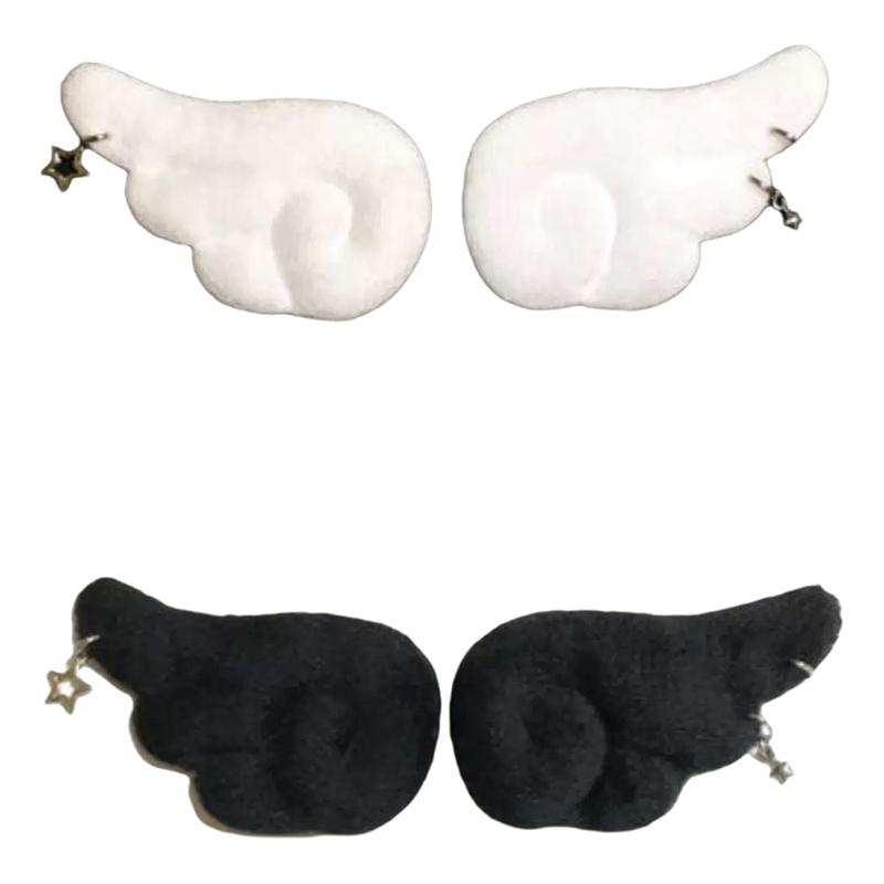 1 Par de Broches de Asas de Anjo de Pelúcia Mini – Penas de Simulação para Roupas de Boneca DIY e Decoração Artesanal