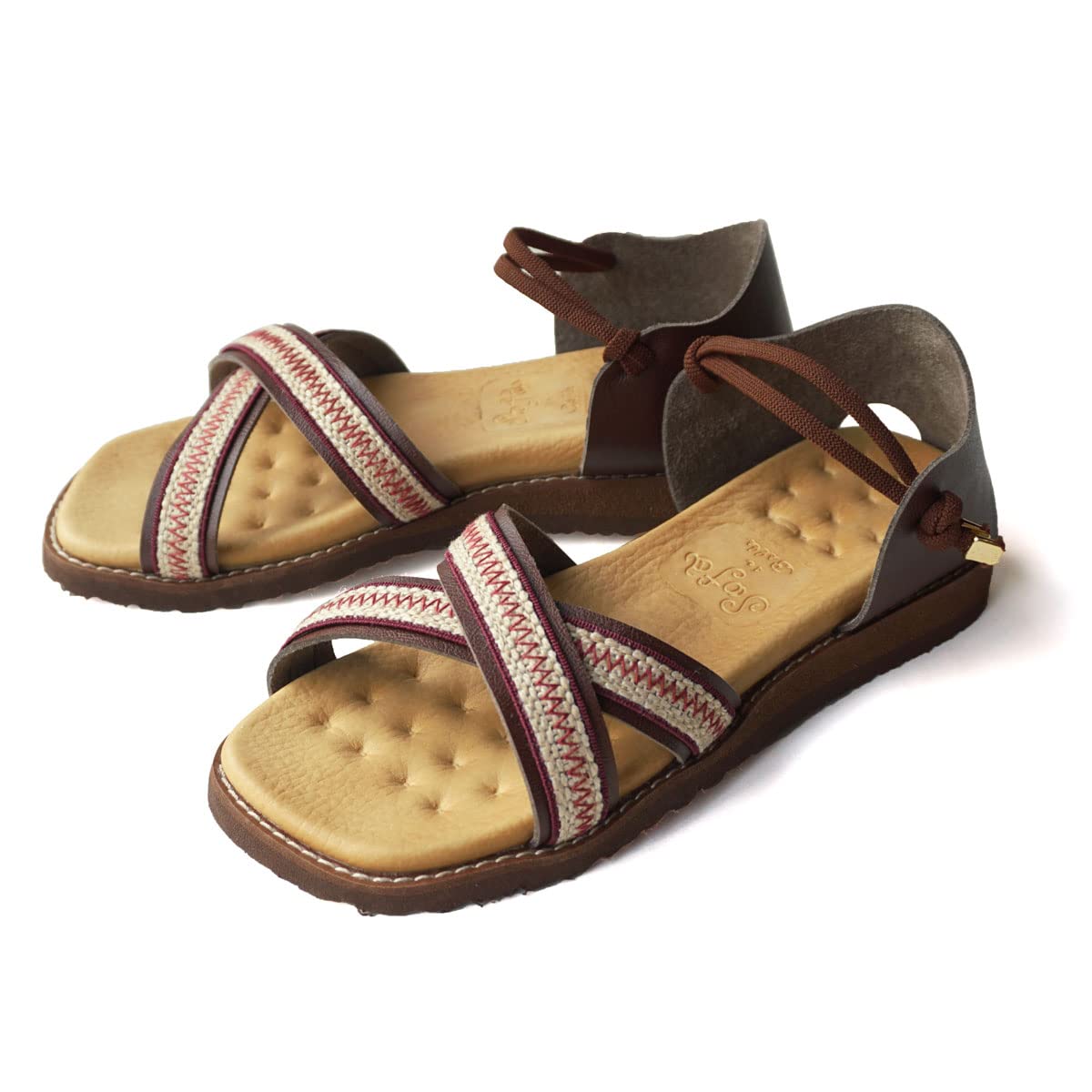 

Belle & Sofa Women s Flat Sandals, Comfortable to Walk in, with Comfort Insoles and Elastic Straps, Made in Japan (Red, Medium) ZGZG1