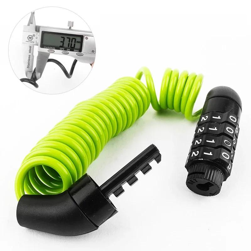 Motorcycle Bicycle Anti-Theft Chain 4-Digit Password Combination Helmet Lock Safety Portable Cable Lock Durable Wire Rope