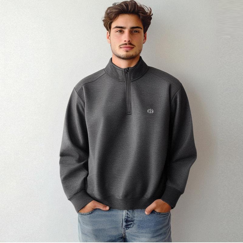 Long Sleeve Polo Shirts for Men Zipper Up Stand Collar Quarter Sweatshirt Pullover Fall Casual Sweat Shirts Men's Turtleneck Pullover Mock Neck Tops