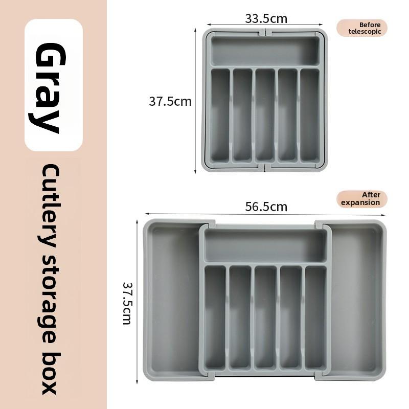

Extra Large Expandable Silverware Organizer, Kitchen Utensil Drawer Organizer, Adjustable Silverware Holder for Spoons Forks серый
