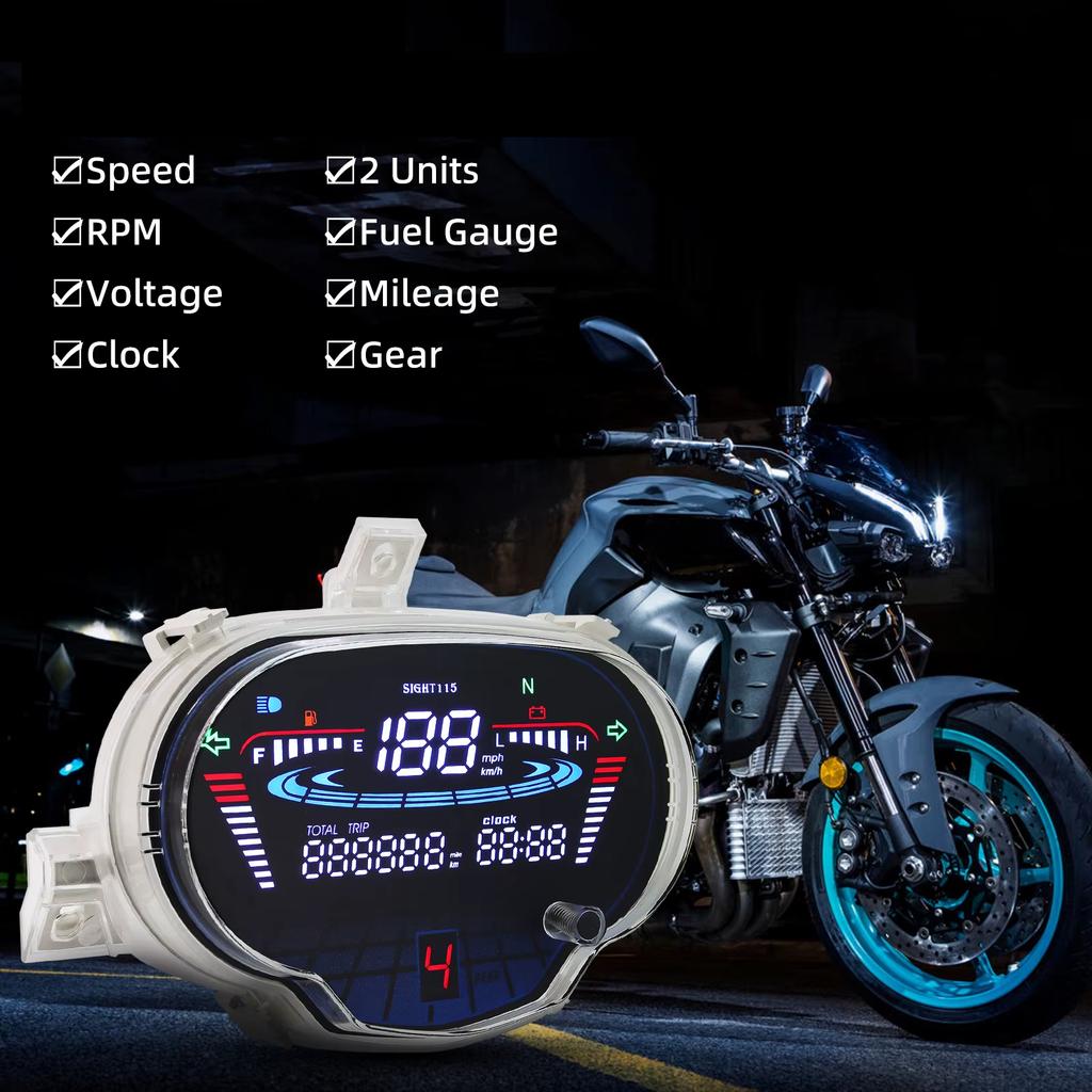 Energy Efficient Precise Motorcycle LCD Digital Instrument Odometer with Night Illumination For Sight 115/Crypton Fi 114