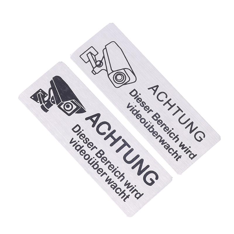 تحذير ملصق حائط مراقبة الفيديو ملصق معدني ديكورات للمنزل الباب الفناء الحديقة لبانل الباب ملصق للمساحة مع لاصق
