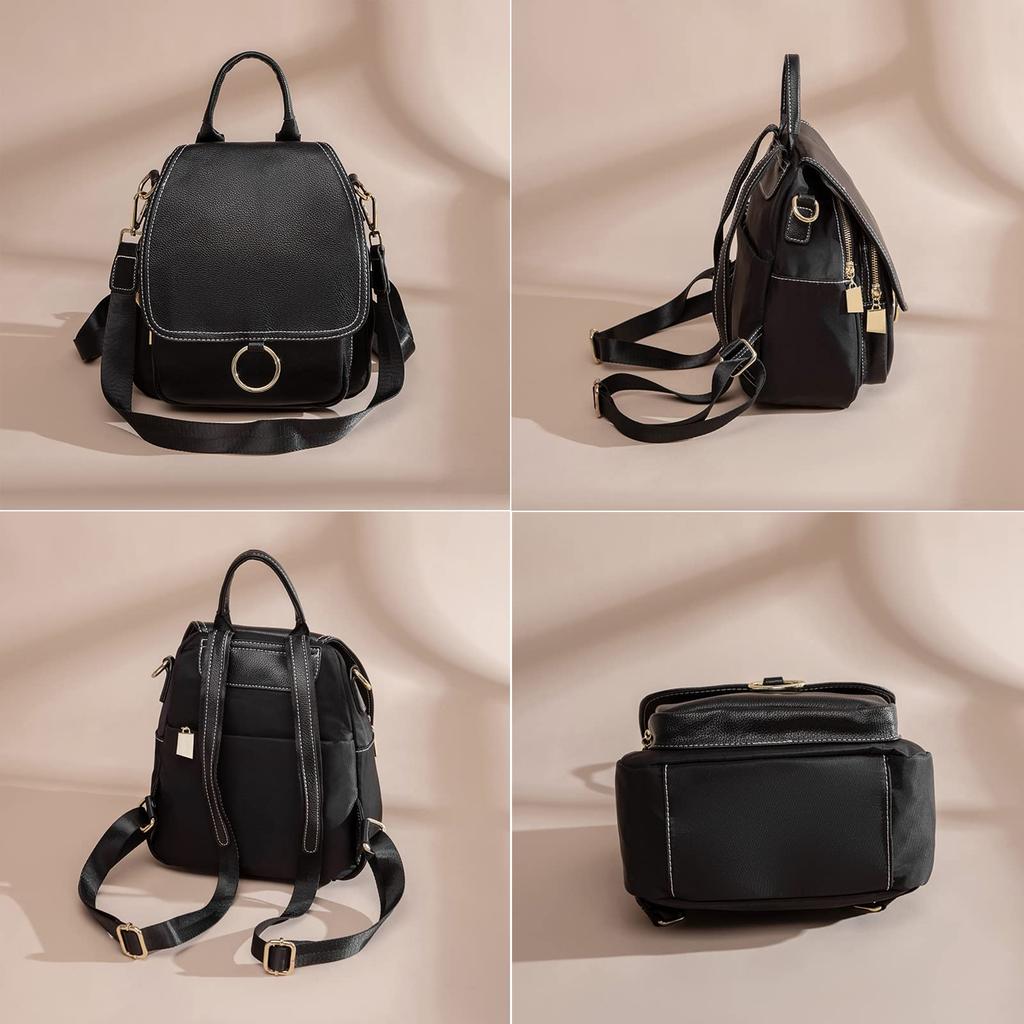 SUNLUTO Women's Backpack, Cute, Small, 3-Way Mini Bag, Stylish and Simple Design, 8 Pockets, Large Capacity, Waterproof, Lightweight, Anti-Theft,