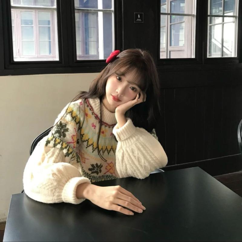 Fair Island sweater women's new winter lazy high-end feeling super good-looking autumn and winter knitted sweater top