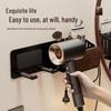 Walnut Hair Dryer & Makeup Brush Organizer, No-Drill Wall Mount