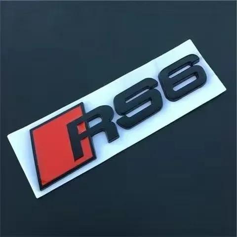 1Q RS6 4Ring logo ABS Black Car Hood Front Grill Emblem Rear Trunk Badge RS5 Sticker 1Q Sport Emblem For RS6 2016-2020 2D 63v