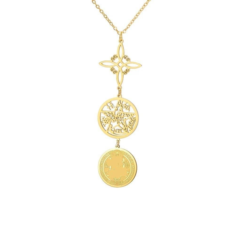 Handmade Yoga OM Pendant Necklace With Colorful Zircon Hollow Polished Lotus Charm Accessory