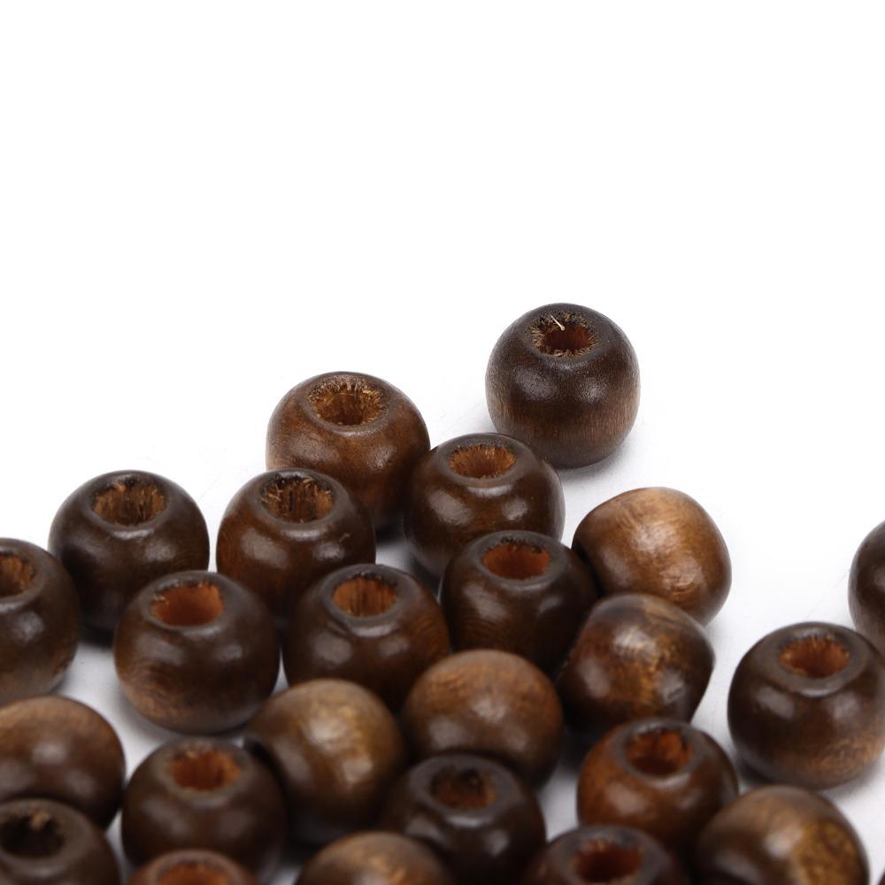 500PCS 9x10mm Wooden Beads 4mm Hole Round Wood Beads Natural Perforated Beads DIY Craft