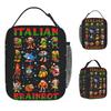 Italian Brainrot Meme Lunch Bag Portable Zipper Lunch Box Child School Print Cooler Bag Retro Oxford Thermal Lunch Bags