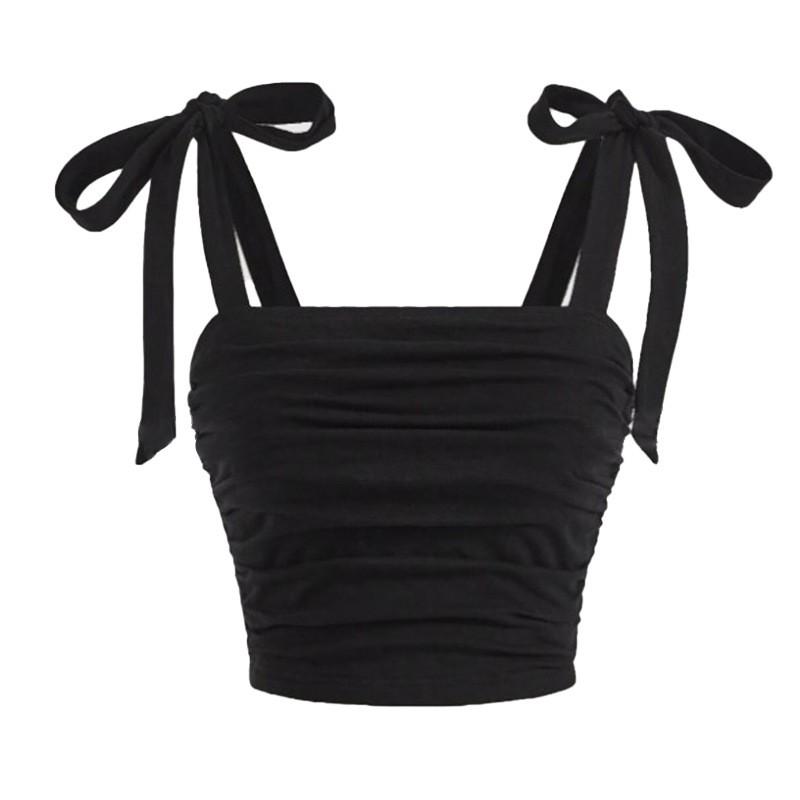 Canottiera da donna monocolore senza maniche con top all'ombelico