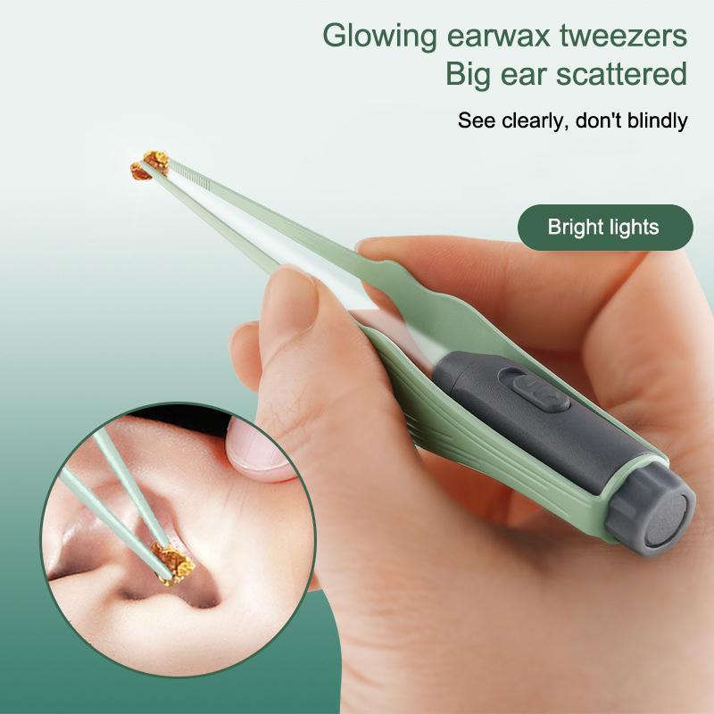 Baby Ear Cleaner Tweezer Soft Ear Picks Led Flash Light Ear Wax Curette Picker Ear Cleaning Tools Ear Wax Dig Removal Earpick