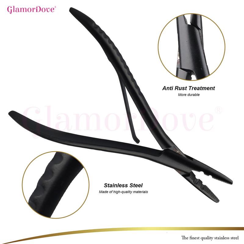 GlamorDove Hair Extension Kit – Pliers, Loop Tool, Clips & 200PCS Beads for Micro Ring & I Tip