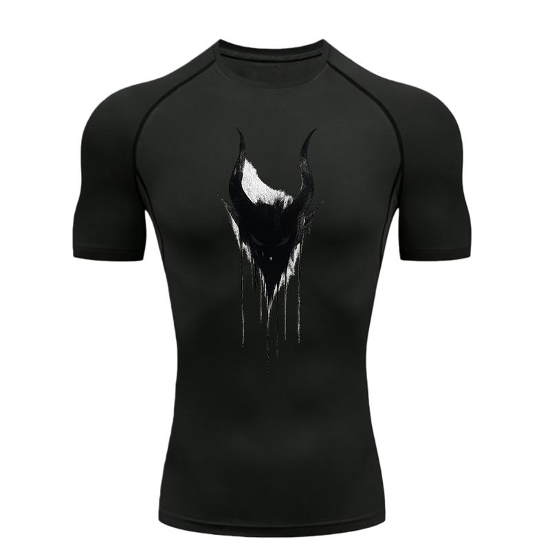 Demon Print  Men s Sports T-shirt Training Fitness Compression Men s Running T-shirt Men s Stretch T-shirt S