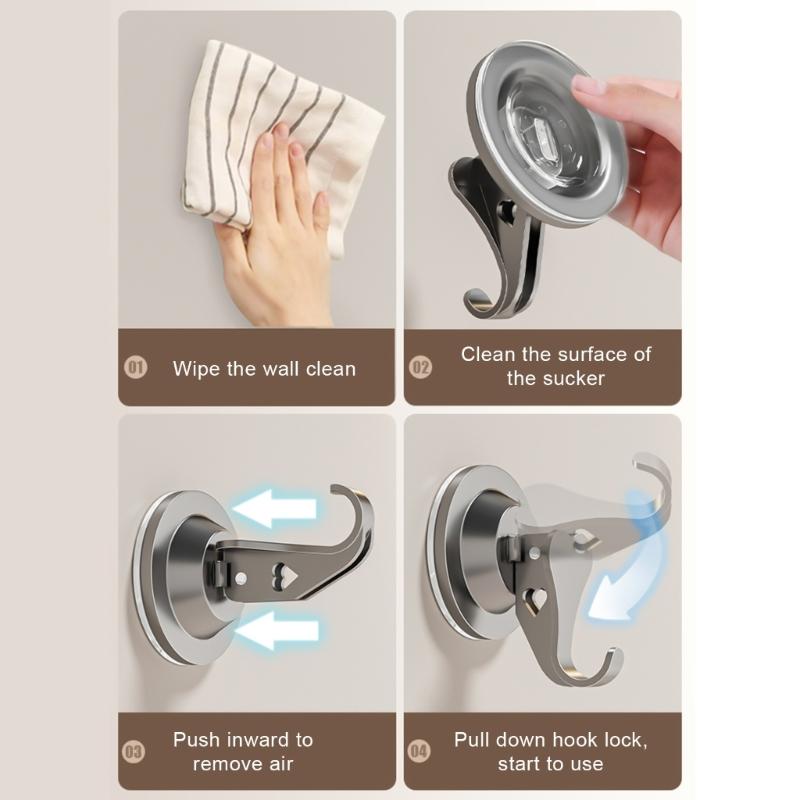 Stable Suction Cup Hook for Storage Not Drill Installation ABS Wall Hook Vacuum Suction Hook Simple Install for Home