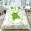 3D High-definition Printed Frog Pattern Bedding Set with Fresh Green Animal Down Duvet and Pillowcase 2/3 Pieces AU/DE/US/UK Home Decoration