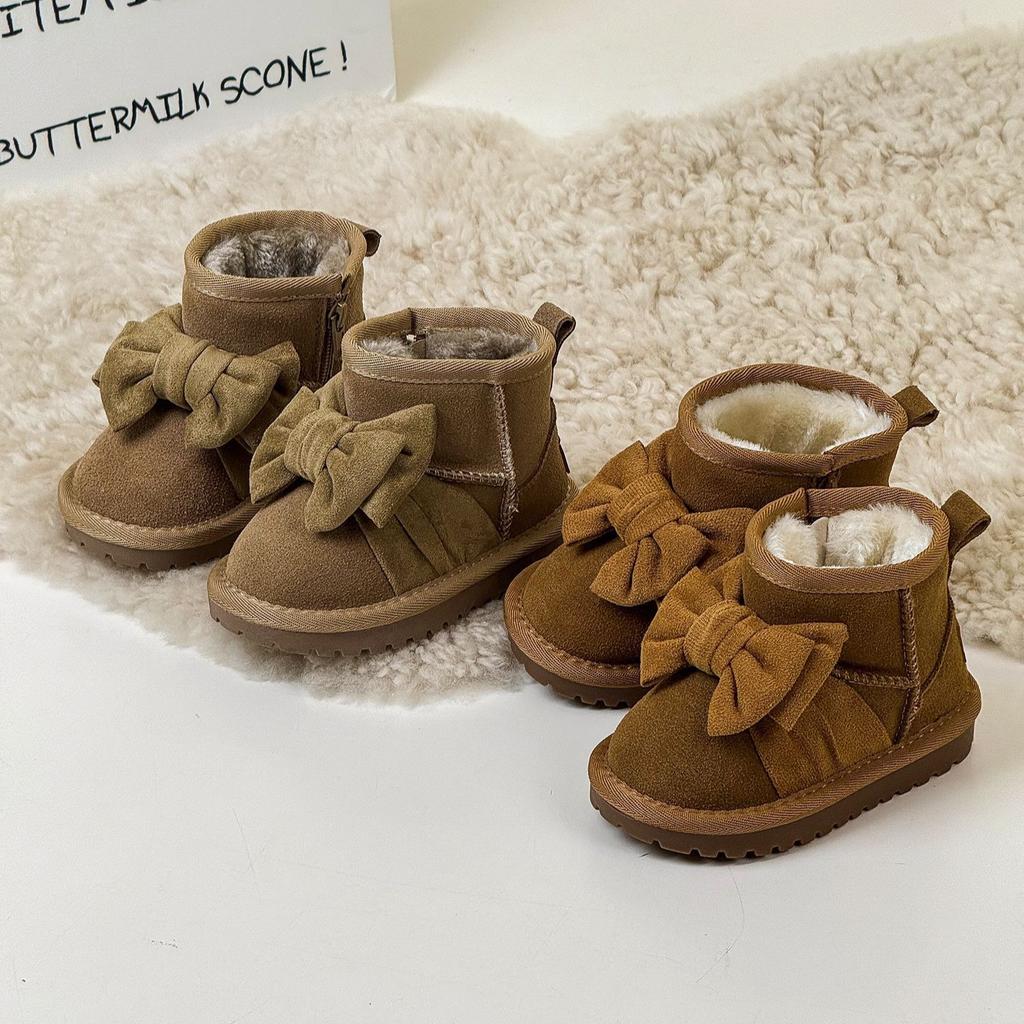 Winter Korean Style Warm Cotton Boots Cute Bow Cotton Shoes Plus Velvet Thick Snow Boots