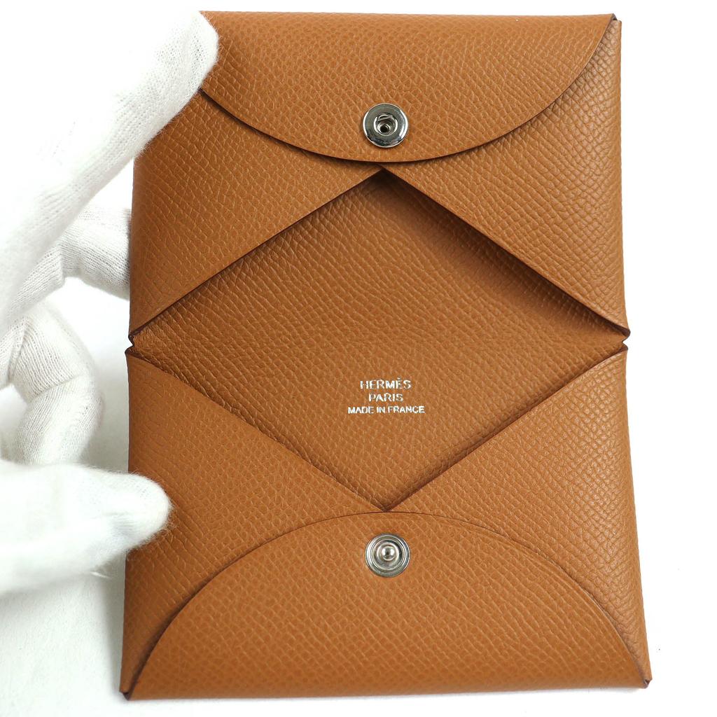 Pristine HERMES Tri-fold Wallet Bearn Combine H Logo Metal Compact Wallet Epsom Used