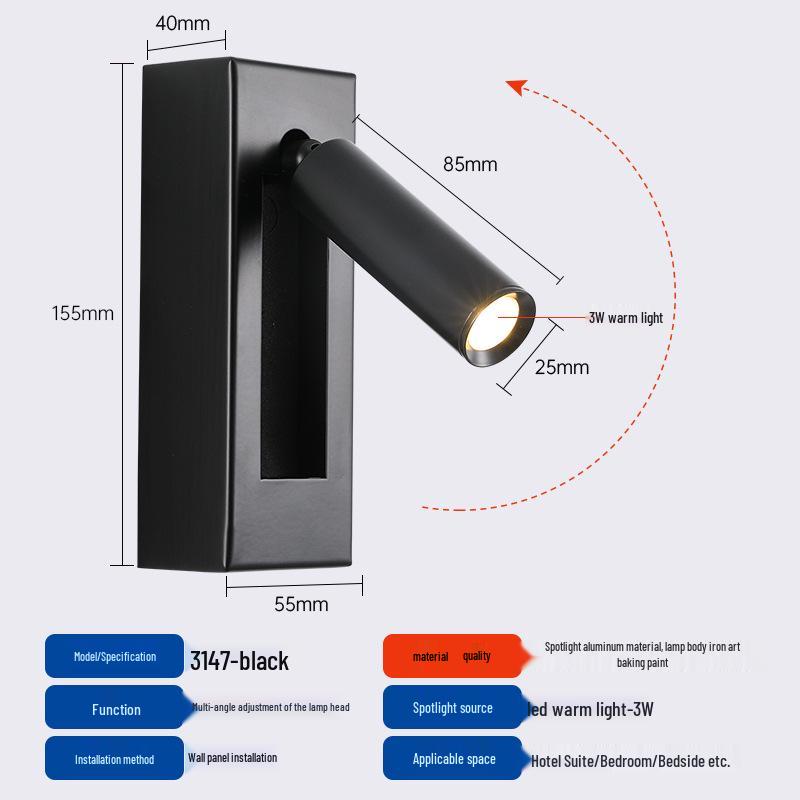 

Natural Wood & Marble LED Wall Light - Walnut Finish for Bedroom & Guest Room Warm Light